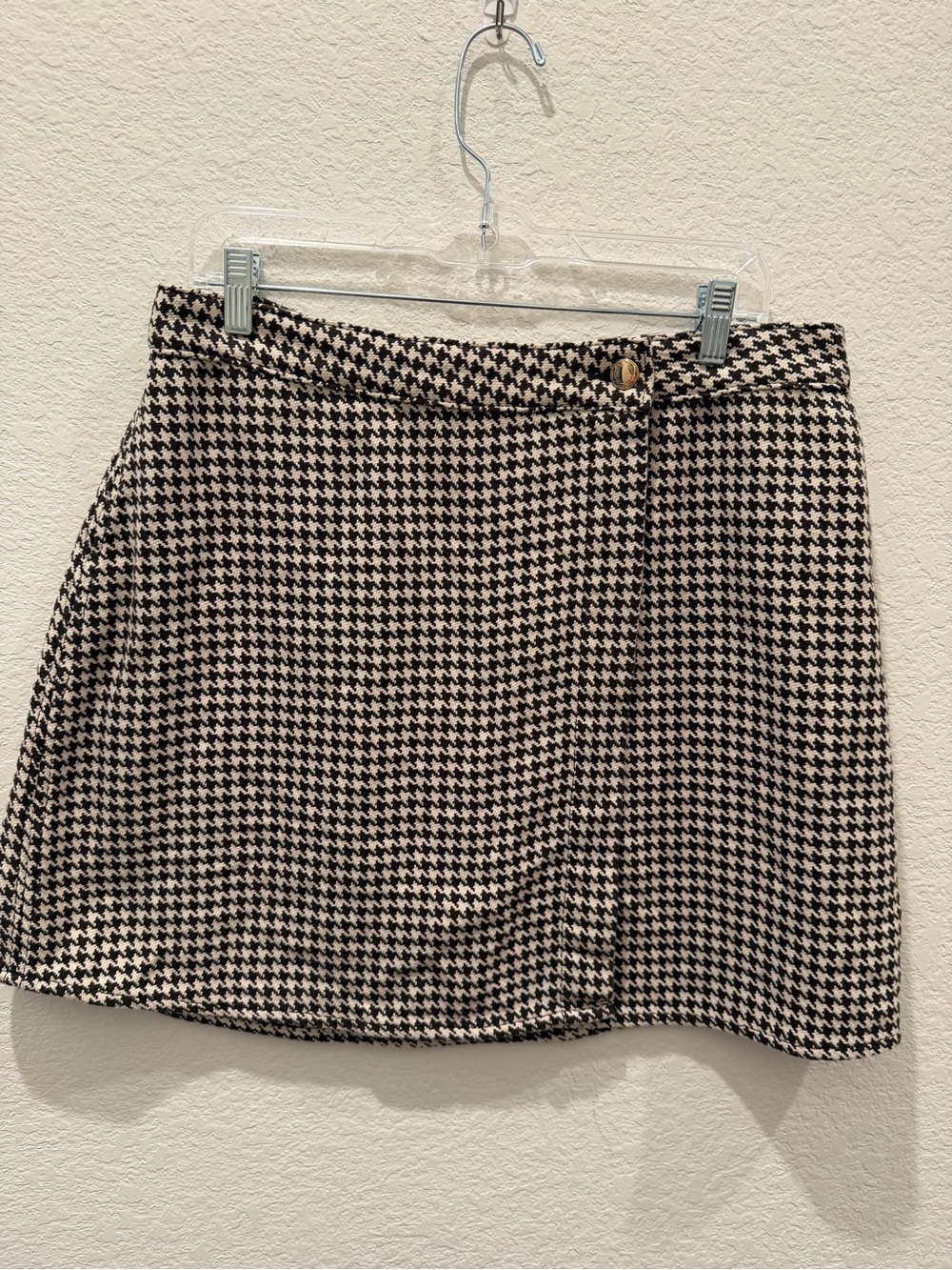 DL1961 Andi Wrap Skirt Brown Cream Houndstooth Mini Skirt Size 31